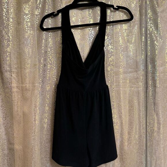 Norma Kamali Black Cayala Halter Neck Stretch Shorts Romper XS - Picture 3 of 12